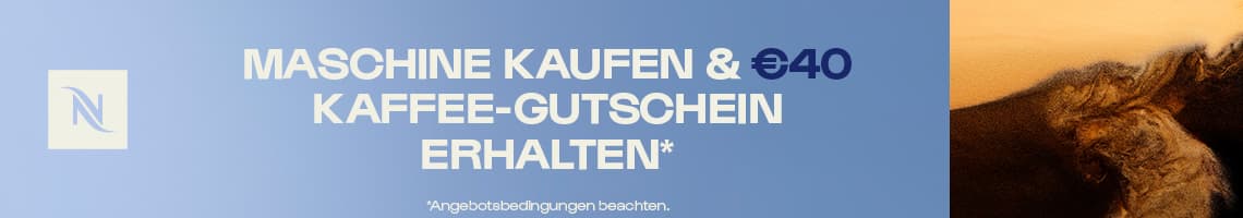 Maschine kaufen & 40 € Kaffee-Gutschein erhalten – Button mit Jetzt-entdecken-Aufruf auf hellem Hintergrund