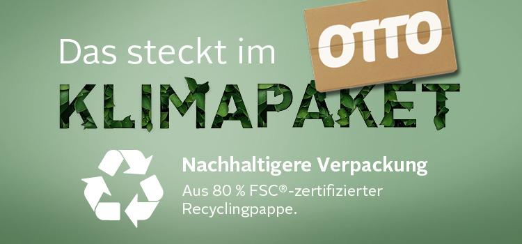 Klimapaket - Nachhaltigere Verpackung. Aus 80 % FSC zertifizierter Recyclingpappe.