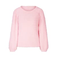 Rosa Pullover mit langen Ärmeln und Rundhalsausschnitt, frontalansicht