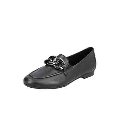 Schwarze Loafer mit Zierkette