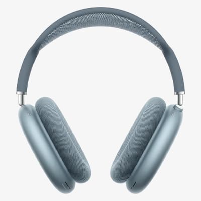 Blaue Over-Ear-Kopfhörer mit gepolstertem Bügel und großen, ovalen Ohrmuscheln vor hellem Hintergrund