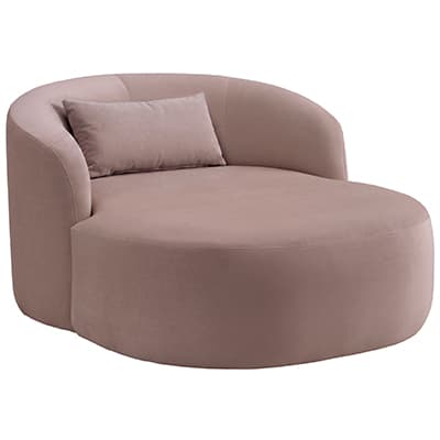 Rosa runder Lounge-Sessel mit halbhoher Rückenlehne und passendem rechteckigem Kissen