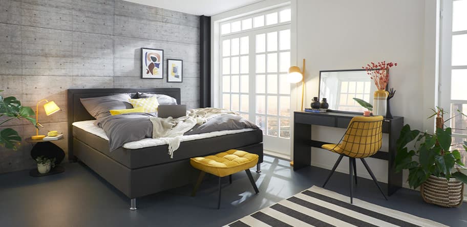 Loftstyle in schwarz/gelb