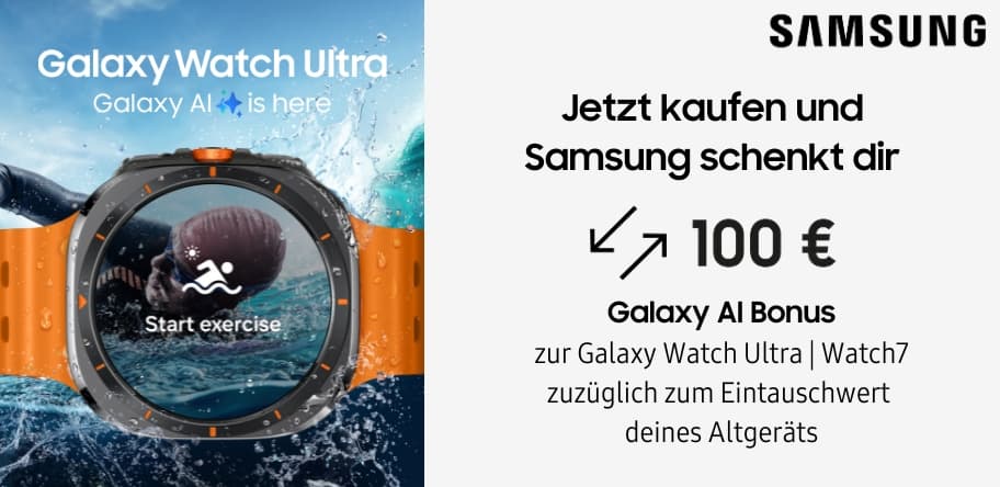 Jetzt kaufen und Samsung schenkt dir 100 € Galaxy AI Bonus.