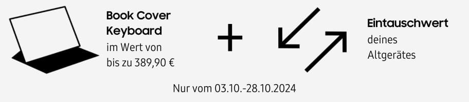 Book Cover Keyboard im Wert von bis zu 389,90 € plus  Eintauschwert deines Altgerätes.