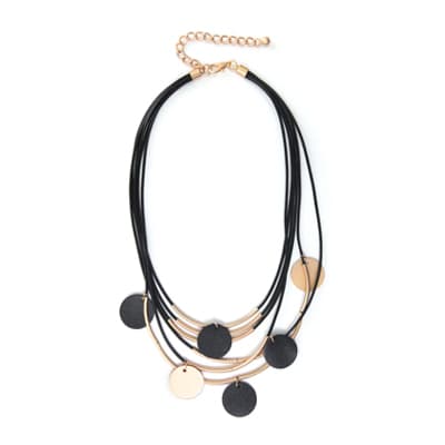 Schwarz-goldenes Collier mit runden Plättchen