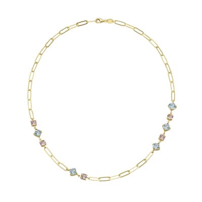 Schmales Ketten-Collier mit Schmucksteinen