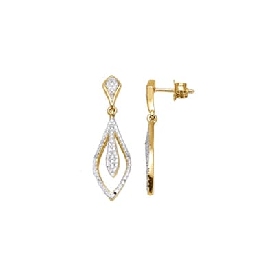 Gold-silberne Ohrstecker in Tropfen-Form