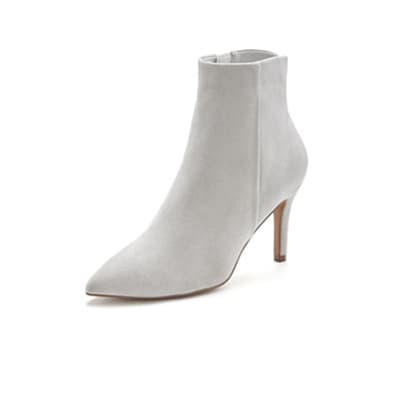 Hellgraue High-Heel-Stiefeletten