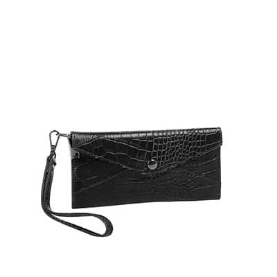 Schwarze Clutch mit Kroko-Optik