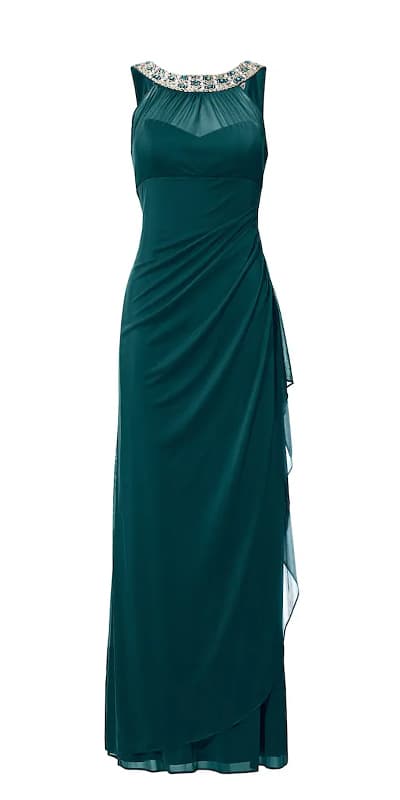 Dunkelgrünes Maxi-Abendkleid