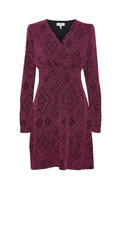 Langärmeliges, bordeauxfarbenes Abendkleid