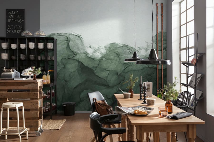 Esszimmertisch und Kaffeemaschine