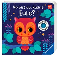 Wo bist du, kleine Eule? – Kinderbuch ab 12 Monaten mit großen Fühl-Klappen, Eule auf einem Ast in einem bunten Wald