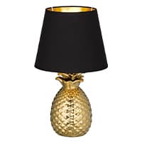 Eckschreibtisch mit Laptop, Lampe, Pflanze, Büchern, Stiften und Ordnern