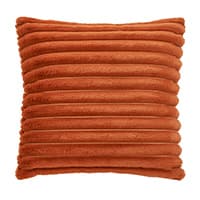 Quadratisches Zierkissen mit horizontalen Rillen in warmem Orange