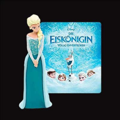 Disney Die Eiskönigin – Völlig Unverfroren – Figur von Elsa vor Filmposter mit Olaf und Hauptfiguren im Schnee