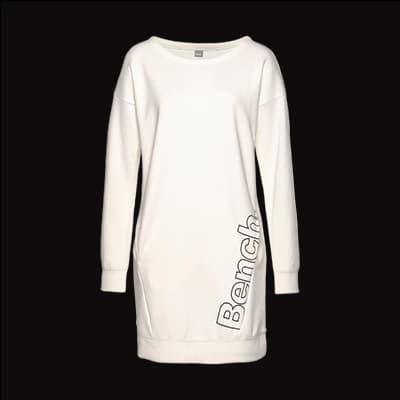 Bench - weißes langärmeliges Sweatshirt-Kleid mit Rundhalsausschnitt