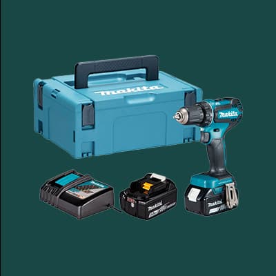 Makita Akkuschrauber-Set mit Ladegerät, Akku und Transportkoffer, türkisfarben