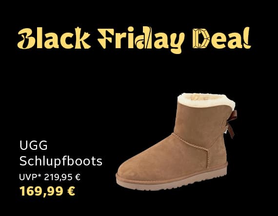 Black Friday Deal! UGG Schlupfboots UVP 219,95 € jetzt 169,99 € – brauner Schlupfboot mit hellem Innenfutter und Schleife hinten