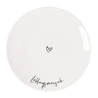Weißer Teller mit kleinem Herz und Schriftzug "Lieblingsmensch".