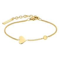 Goldfarbenes Armband mit Herz- und Kreisanhänger, verstellbare Kette und Karabinerverschluss