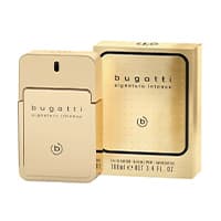 bugatti signature intense – Goldene Parfümflasche und Verpackung in eleganter Optik.
