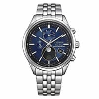Citizen Herrenuhr mit silbernem Armband und blauem Zifferblatt