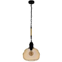 Hängelampe mit Glasabdeckung und schwarzer Kette, hängend von der Decke