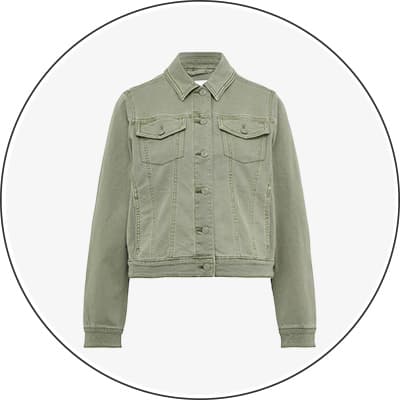 Hellgrüne Jeansjacke mit Brusttaschen und Knopfleiste