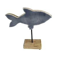 Holzfisch-Dekoration auf einem Ständer