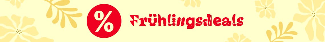 Monatsdeals – Nur solange der Vorrat reicht, rotes Prozentzeichen auf beigem Hintergrund