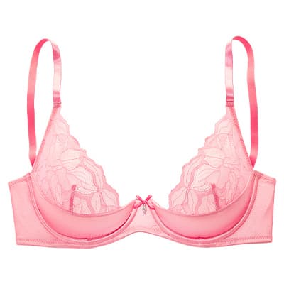 Rosa Bügel-BH mit Spitzenbesatz und Schleife vorne