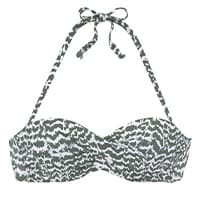 Bandeau-Bikinioberteil mit abnehmbaren Nackenbändern und grün-weißem Zickzackmuster