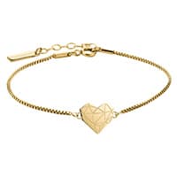 Feines Armband mit geometrischem Herzanhänger und verstellbarem Verschluss auf weißem Hintergrund