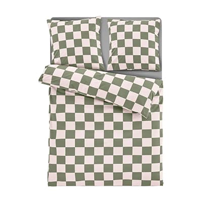 Bettwäsche, grün-kariert