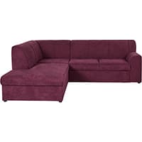 Dunkelrotes Ecksofa mit linksseitiger Ottomane und breiten Armlehnen
