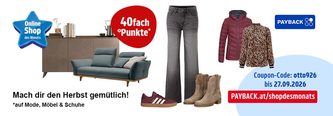 Online Shopping Sonntag – Nur heute 39fach Punkte auf Mode, Schuhe und Möbel mit PAYBACK Coupon-Code os208
