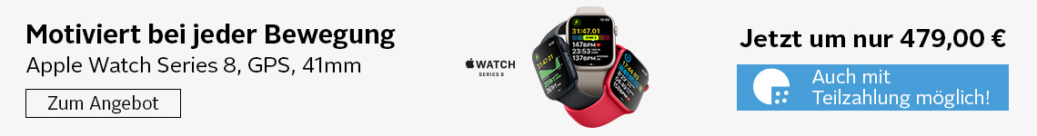 Motiviert bei jeder Bewegung. Apple Watch Series 8, GPS, 41 mm - Jetzt nur um 479 €. Auch mit Teilzahlung möglich. 