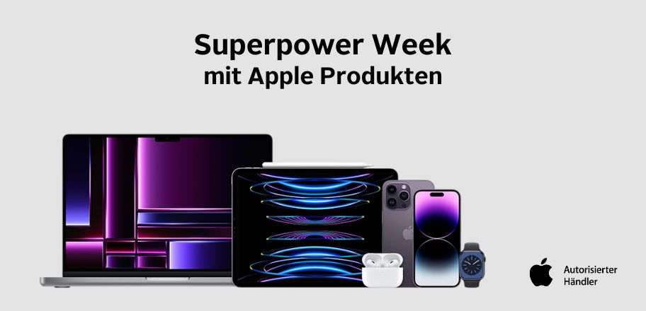 Superpower Week mit Produkten von Apple