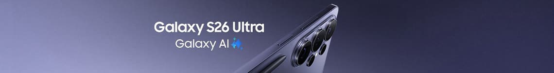 Galaxy S26 Ultra – Galaxy AI – Smartphone mit mehreren Kameras vor violettem Hintergrund