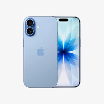 Blaues Smartphone von vorne und hinten, Display zeigt blaues Blütenmuster