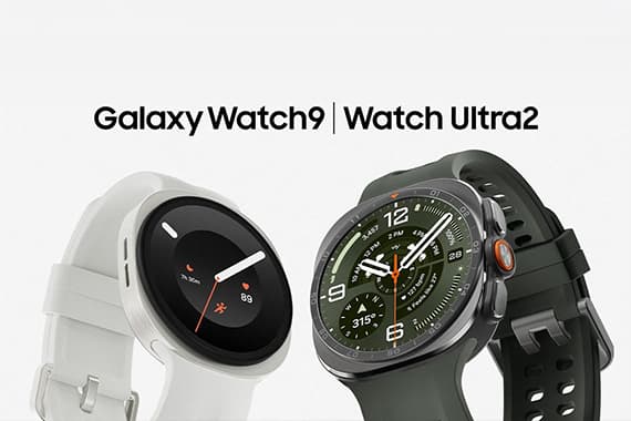 Galaxy Watch9 | Watch Ultra2 – zwei moderne Smartwatches, links hell mit Fitnessanzeige, rechts dunkel mit Ziffernblatt